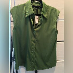 Banana Republic Green Silk Button Down Shirt